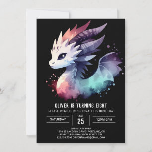 Mysterious Intense Dragon Birthday Inbjudningar