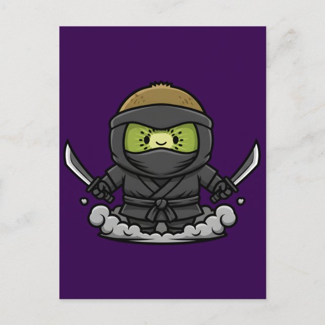 Mysterious Kage Kiwi Shadow Ninja Illustration Vykort (Framsida)