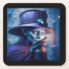 Mysterious Lady Pointing Finger At You Underlägg Papper Kvadrat