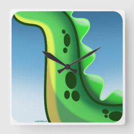 MYSTERIOUS LONG NACKE DINOSAUR av Jeff Willis Art Fyrkantig Klocka