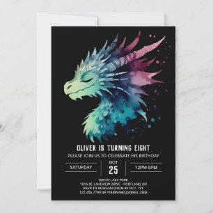 Mysterious Mighty Dragon Birthday Inbjudningar