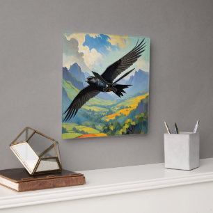 Mysterious Nomad: Färgrik Swift Fågel Porträtt Fyrkantig Klocka