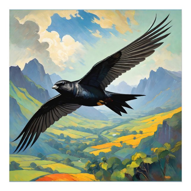 Mysterious Nomad: Färgrik Swift Fågelporträtt  Fototryck (Framsidan)
