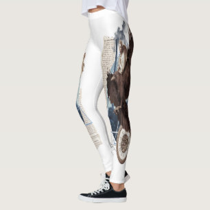 Mysterious Raven Collage - Vintage och Futuristisk Leggings