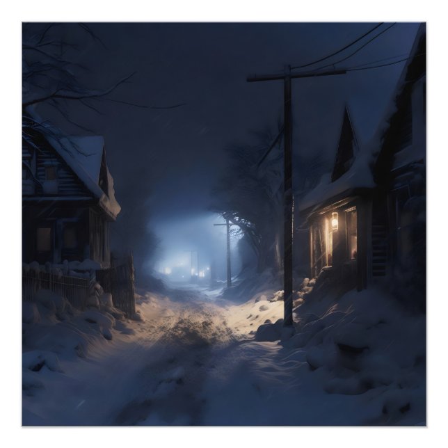Mysterious Winter Village Fototryck (Framsidan)