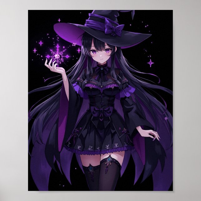 Mysterious Witch with Purple Magic Poster (Framsidan)