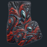 Mysterisk Alien Figur i Vivid Cosmic Swirl Bilmatta<br><div class="desc">En fängslande utomjording figur kommer från en snurrande kosmisk bakgrund,  där blå och röd nyans blandas. Den stora mörk ögon tar upp färgen kring den och ger uttryck för en känsla av  och intriger om liv utanför jordklotet utanför vår planet.</div>