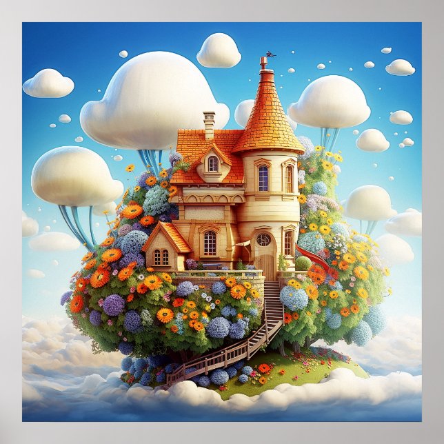 Mysterisk Blommigt Surreal Natur Land Poster (Framsidan)