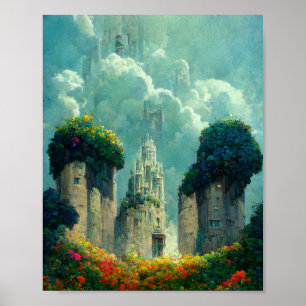 Mysterisk Castle 3 Fantasy Art Poster