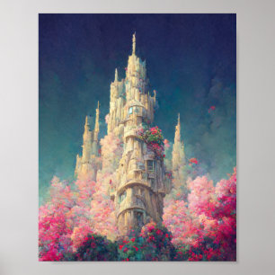Mysterisk Castle 4 Fantasy Art Poster