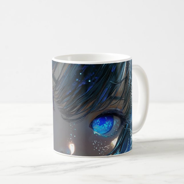 Mysterisk Fantasy Flicka - Oceanisk Konstnärlig Es Kaffemugg (Framsida höger)