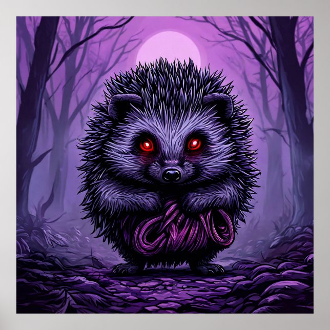 Mysterisk Igelkott Spöklik Skog Halloween Poster (Framsidan)