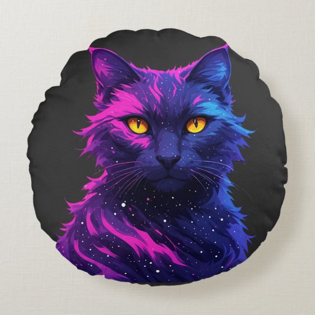 Mysterisk katt rund kudde (Framsidan)