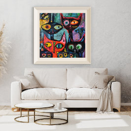 Mysterisk katter - Whimsical Art Print Poster