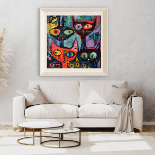 Mysterisk katter - Whimsical Art Print Poster