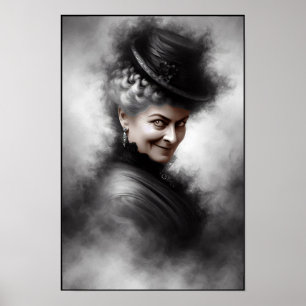 Mysterisk kuslig viktoriansk kvinna porträtt konst poster