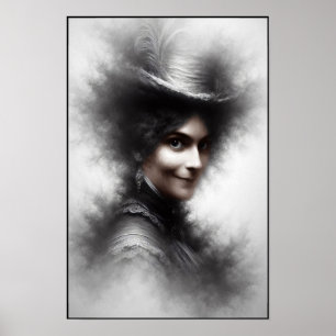 Mysterisk Kuslig Viktoriansk Kvinna Porträtt Konst Poster