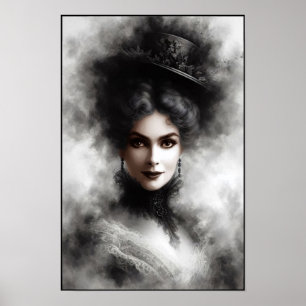 Mysterisk kvinna från den viktorianska eran Porträ Poster