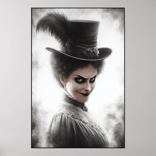 Mysterisk kvinna från den viktorianska eran Porträ Poster (Framsidan)