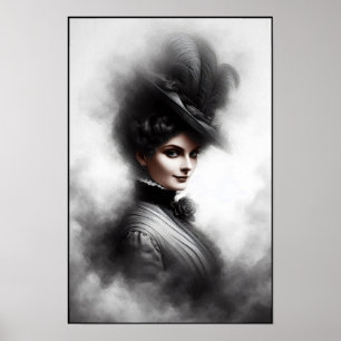 Mysterisk kvinna från den viktorianska eran Porträ Poster
