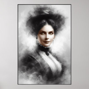 Mysterisk kvinna från den viktorianska eran Porträ Poster