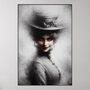Mysterisk kvinna från den viktorianska eran Porträ Poster