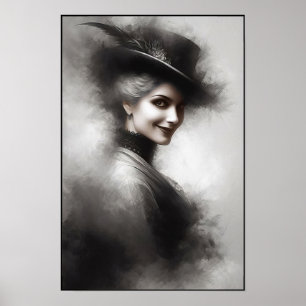 Mysterisk kvinna från den viktorianska eran Porträ Poster