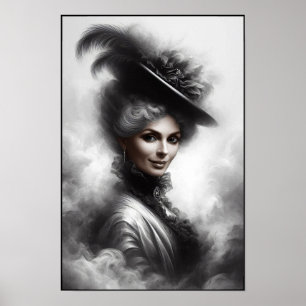 Mysterisk kvinna i victoriansk porträttkonst poster