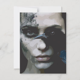 Mysterisk kvinna med Raven Vykort