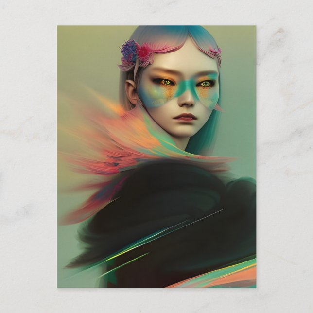 Mysterisk kvinna vykort (Framsida)