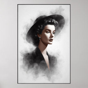 Mysterisk kvinnlig porträttkonst från 1940-talet poster