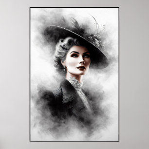 Mysterisk kvinnlig porträttkonst från 1940-talet poster
