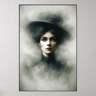 Mysterisk kvinnlig porträttkonst från den viktoria poster