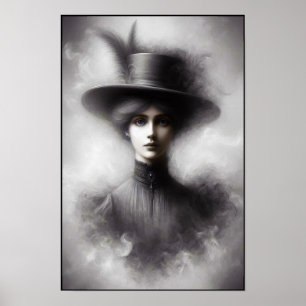 Mysterisk kvinnlig porträttkonst från den viktoria poster