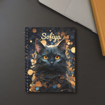 Mysterisk majestätisk svart katt guld glitter namn