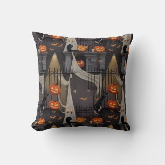 Mysterisk nattkatt och Pumpkin Mönster - Hallowed Kudde