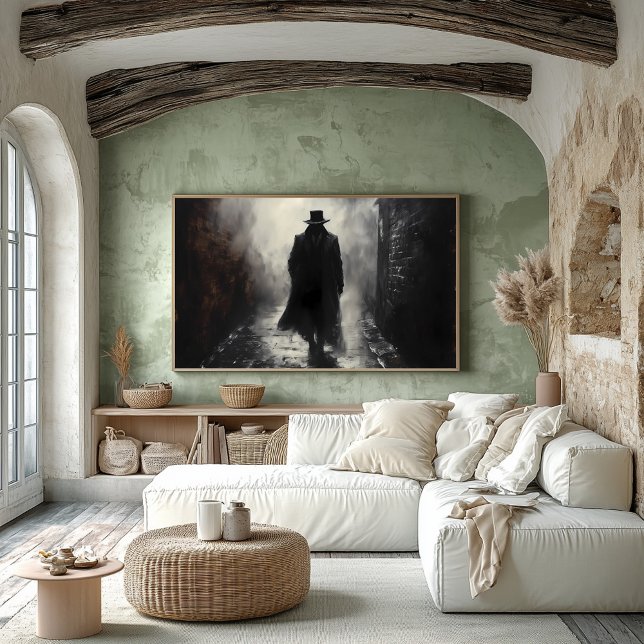 Mysterisk Shadowy Figur i Foggy Alley Print Poster (Skapare uppladdad)