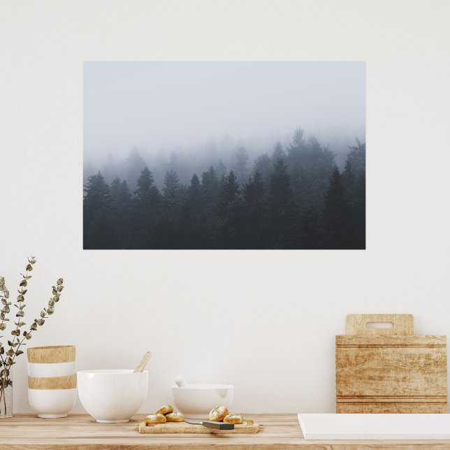 Mysterisk skog i dimma poster (Kök)