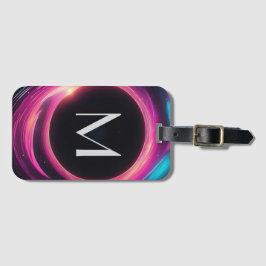 Mysterisk svart, trefaldig Hål-platta med Monogram Bagagebricka