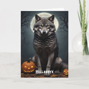 Mysterisk Varg med Pumpkin Halloween Art Inbjudan