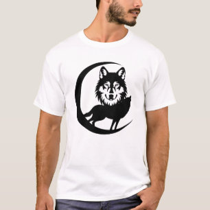 Mysterisk Varg Silhouette i naturen med nattpo T Shirt