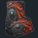 Mysteriskt Alien Craft under en Cosmic Swirl Bilmatta<br><div class="desc">I en dynamisk cosmos,  en UFO med invecklad design,  dvingar i pulserande röd och svart energi vågar. Denna fängslande syn väcker nyfikenhet om besökare från andra länder och deras utforskning av oförklarliga verkstäder under en annan världsnatt.</div>