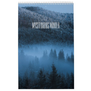 Mysteriskt bildkalender för vinterlandskap kalender