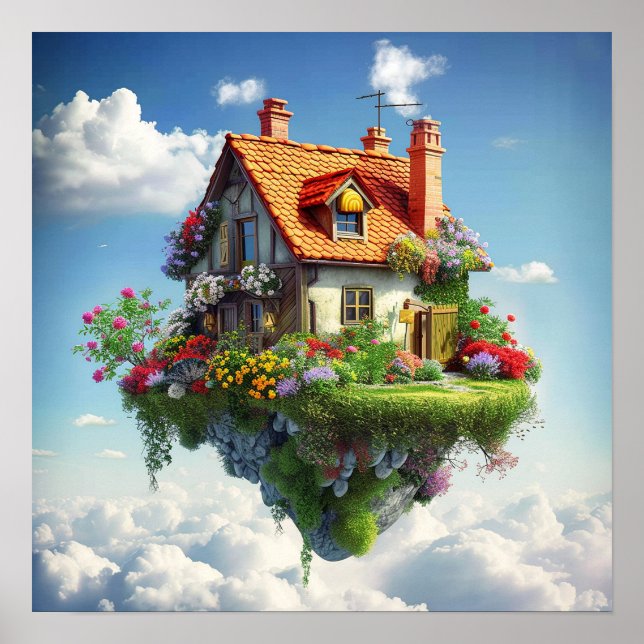 Mysteriskt färglöst surrealistiskt naturland poster (Framsidan)