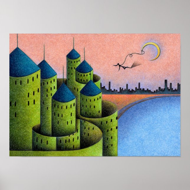 Mysteriskt gammalt slott vid sjön. poster (Framsidan)