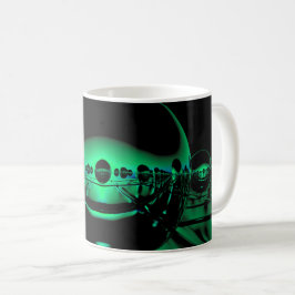Mysteriskt Metall orbs i Blek Grönt Light Kaffemugg