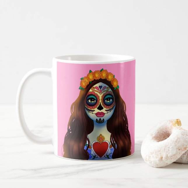 Mysteriskt socker Skullkvinna Kaffemugg (Med munk)