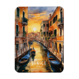 Mysteriskt vackert solnedgång i Venedig Magnet