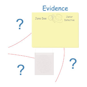 Mysterium Brottsutredning Bevismaterial Tavla Post-it Block