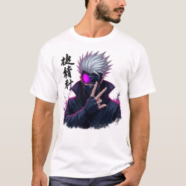 Mysterös vithårig djurskötare med mask t shirt